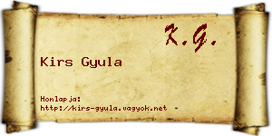 Kirs Gyula névjegykártya
